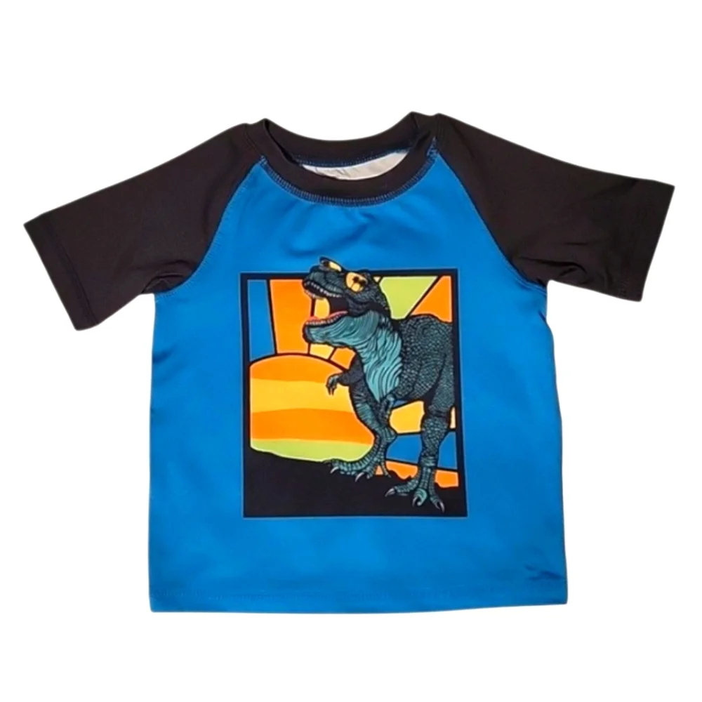 NEW Toddler Boy 2-Piece Rashguard & Matching Dinosaur Shorts Swim Set